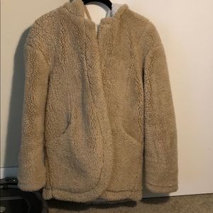 Teddy bear jacket with hood and pockets